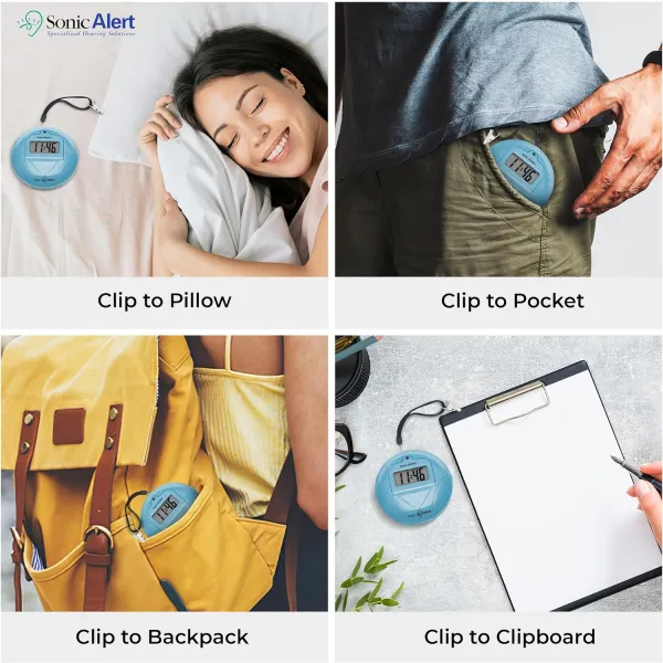 Sonic Alert Sonic Shaker SBP100 Vibrating Travel Alarm Clock | Jade Blue