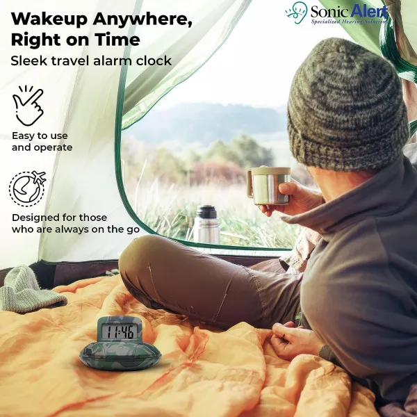 Sonic Alert Sonic Shaker SBP100 Vibrating Travel Alarm Clock | Green Camouflage